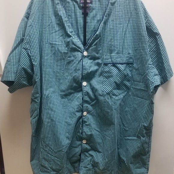 Stafford men's Sleepwear set, turquoise/blue plaid XXL - Picture 2 of 6
